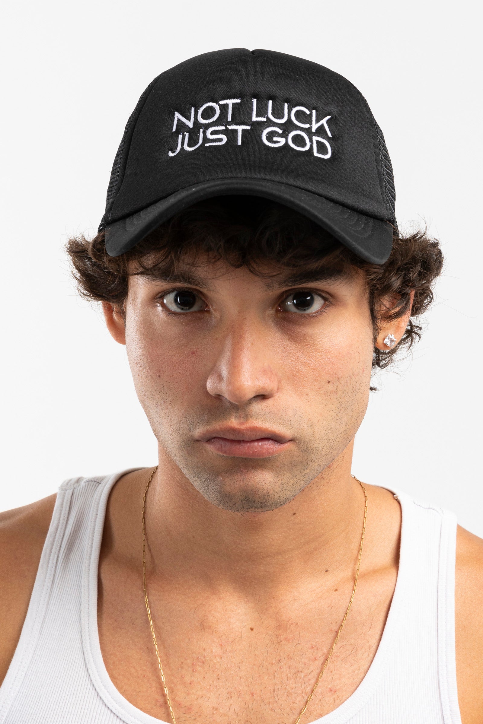 NOT Luck Just God Trucker Cap