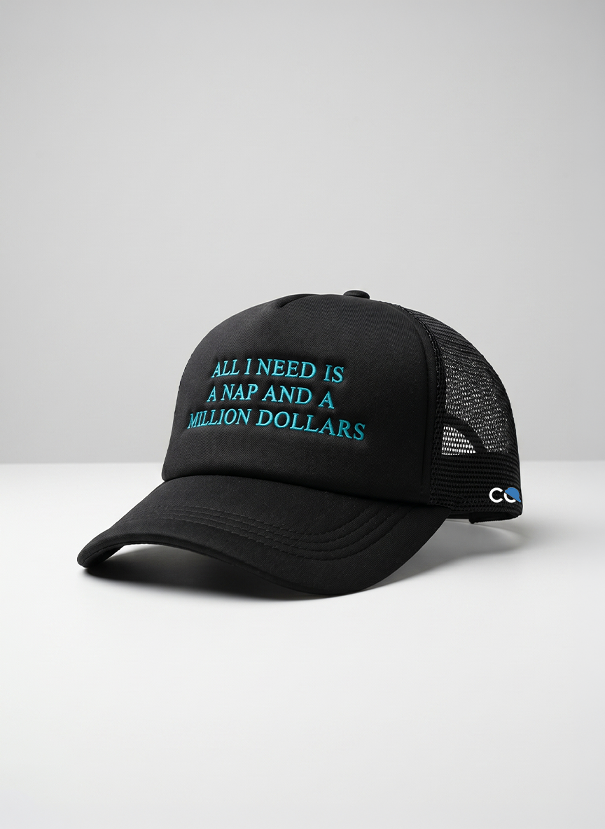 All I Need Is A Nap And A Million Dollars Trucker Cap (black)
