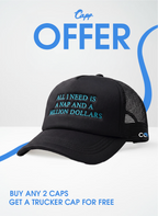 (black) All I Need Is A Nap And A Million Dollars Trucker Cap