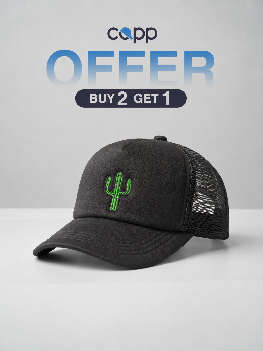 CACTUS (BLACK) Trucker Cap
