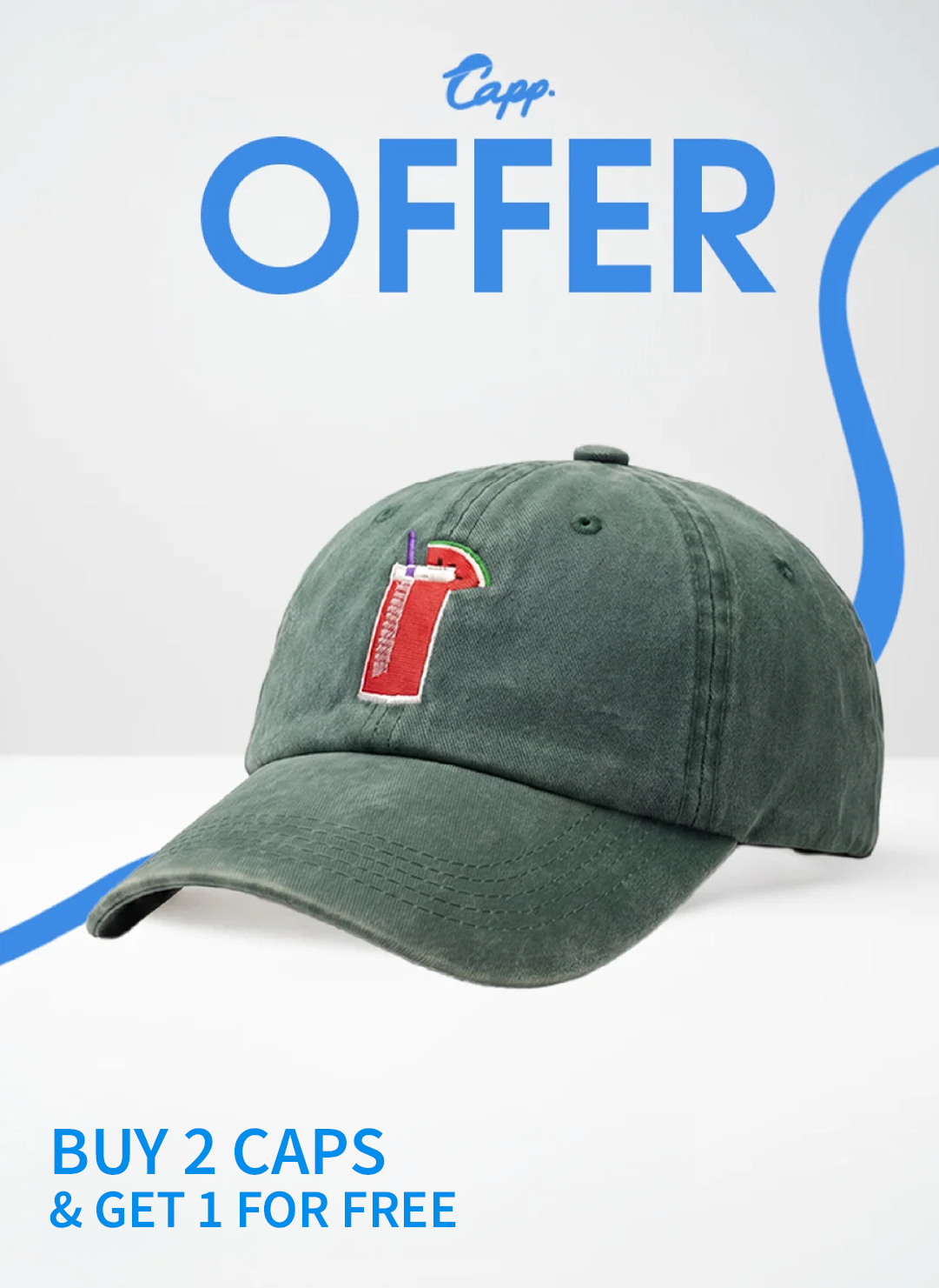 watermelon washed Green cap