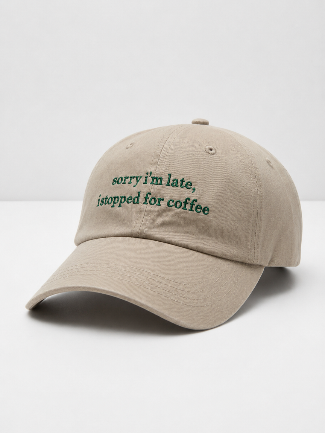 Sorry Im Late, I stopped For Coffee (beige*green)