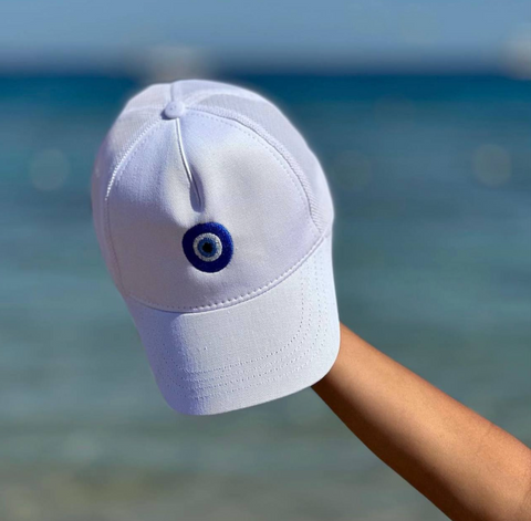 White Evil Eye trucker cap