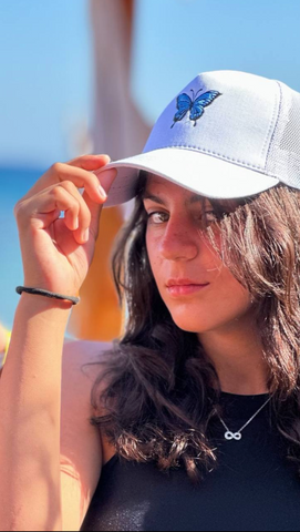 White “BUTTERFLY” trucker cap
