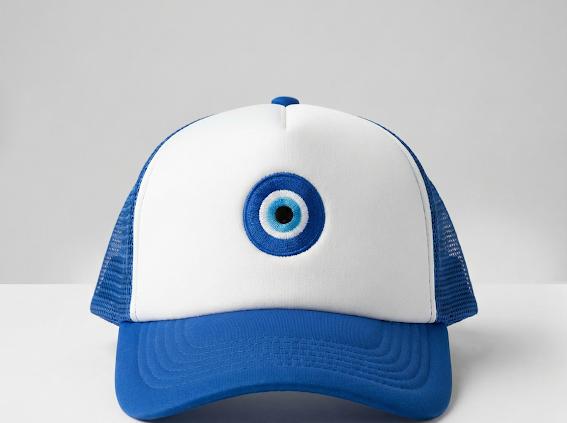 blue Evil Eye trucker cap