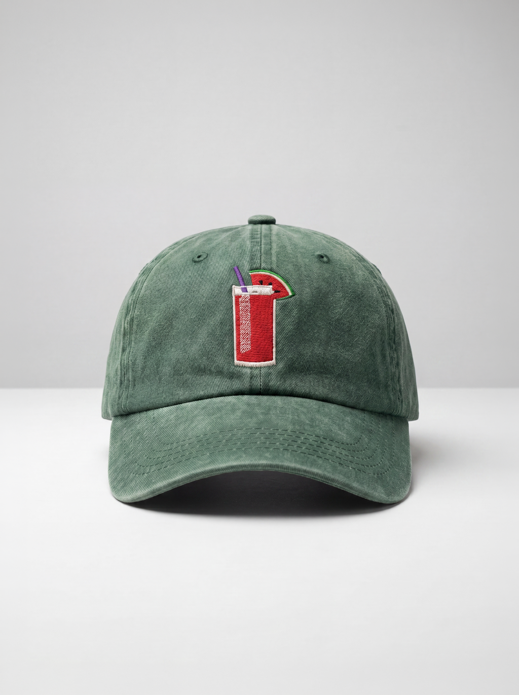 Green cap, watermelon washed