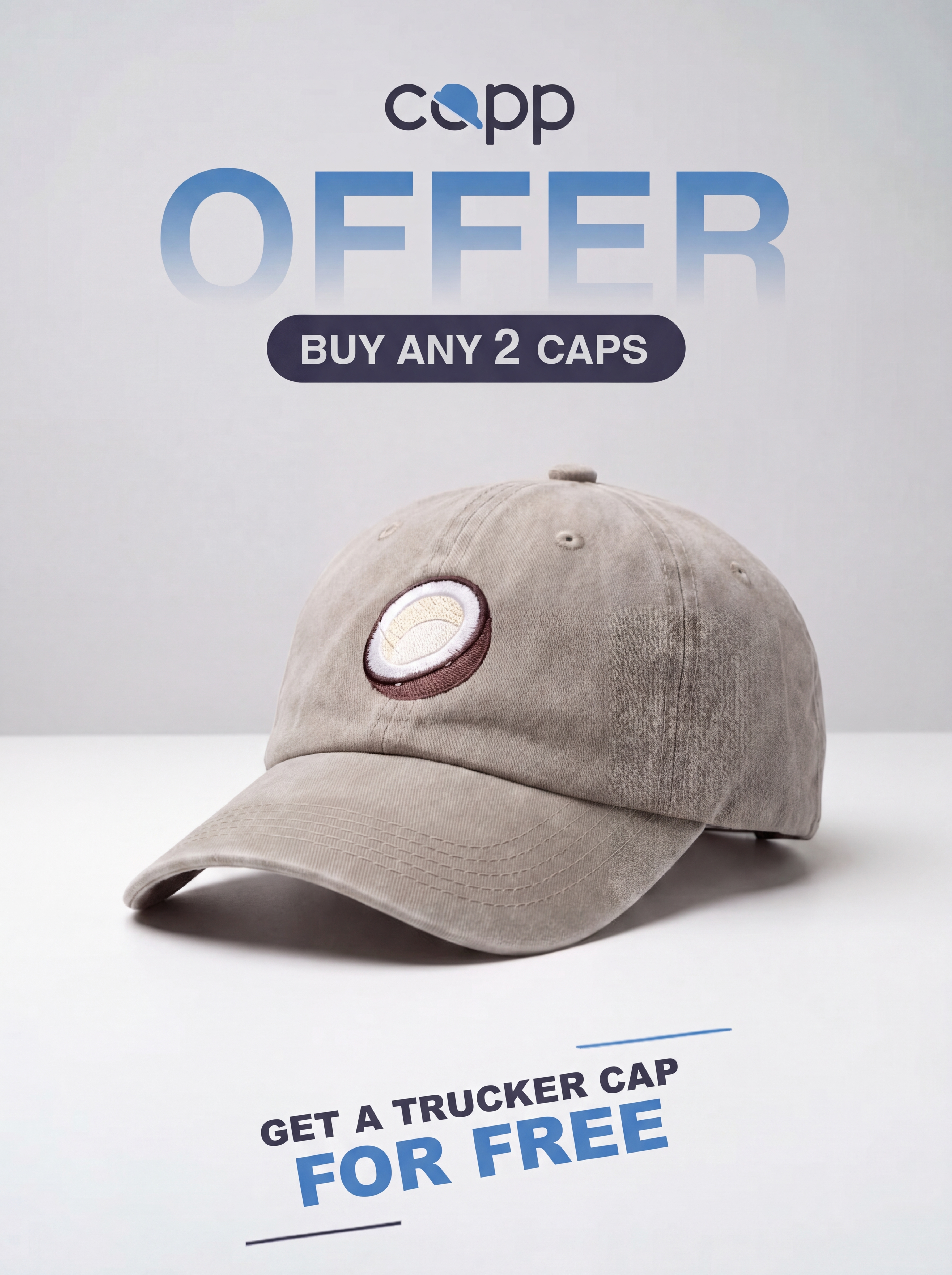 Beige Coconut washed cap